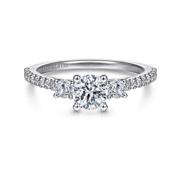 Gabriel & Co 14k White Gold Three-Stone Engagement Ring