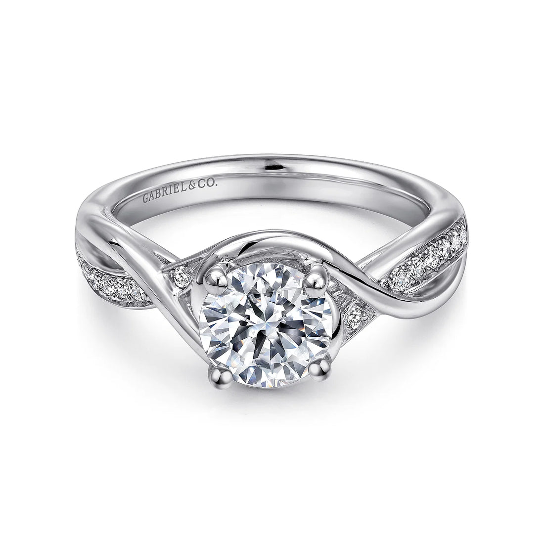 Gabriel & Co 14k White Gold Twist Engagement Ring