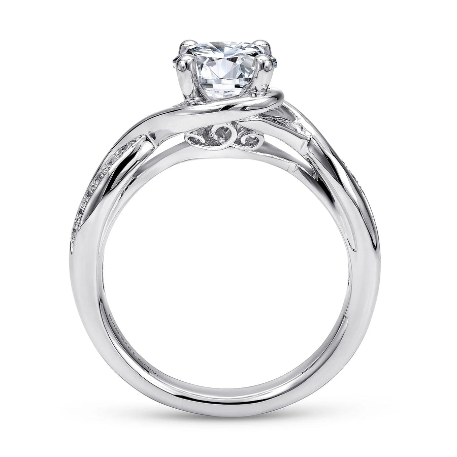 Gabriel & Co 14k White Gold Twist Engagement Ring