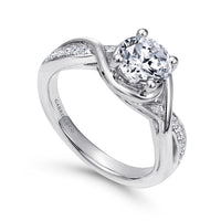 Gabriel & Co 14k White Gold Twist Engagement Ring