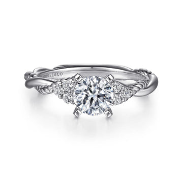 Gabriel & Co 14k White Gold Twisted Engagement Ring