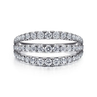 14K White Gold Three Row Diamond Ring