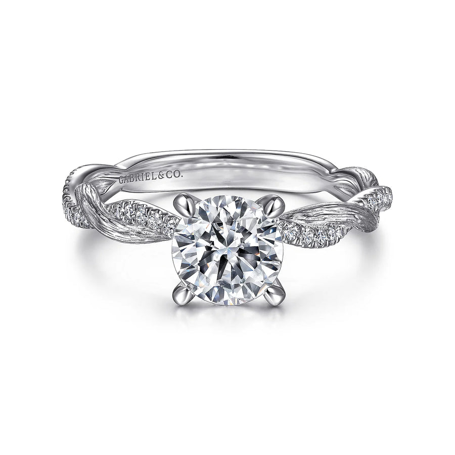 Gabriel & Co 14k White Gold Twist Engagement Ring