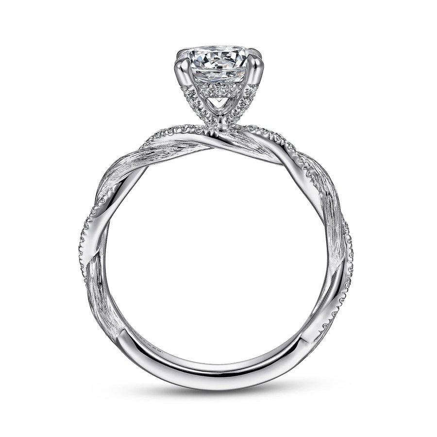 Gabriel & Co 14k White Gold Twist Engagement Ring