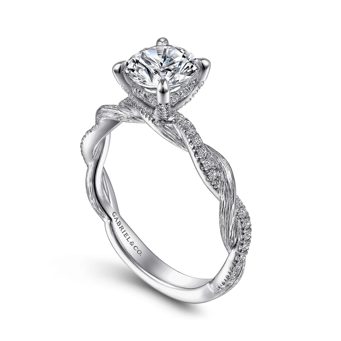 Gabriel & Co 14k White Gold Twist Engagement Ring