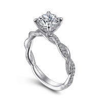 Gabriel & Co 14k White Gold Twist Engagement Ring