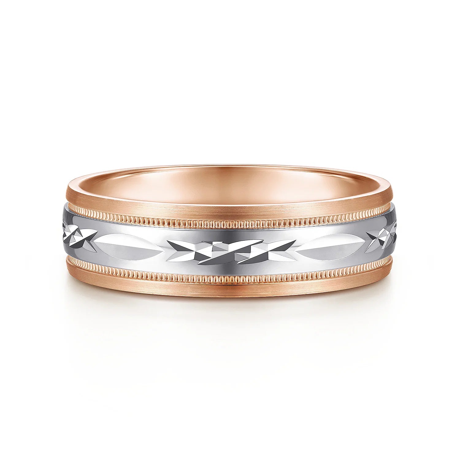14K Gold Engraved Pattern Wedding Band