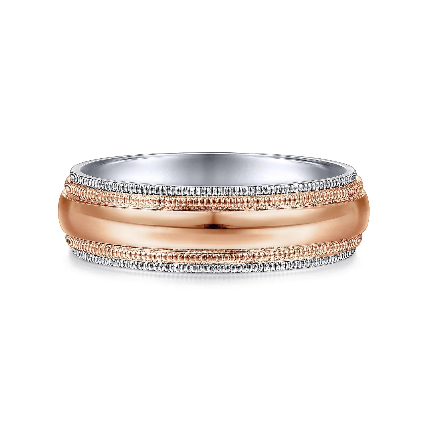 14K Gold High Polish & Milgrain Edge Wedding Band