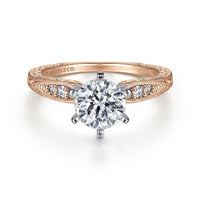 Gabriel & Co 14K White Gold Vintage Inspired Diamond Engagement Ring