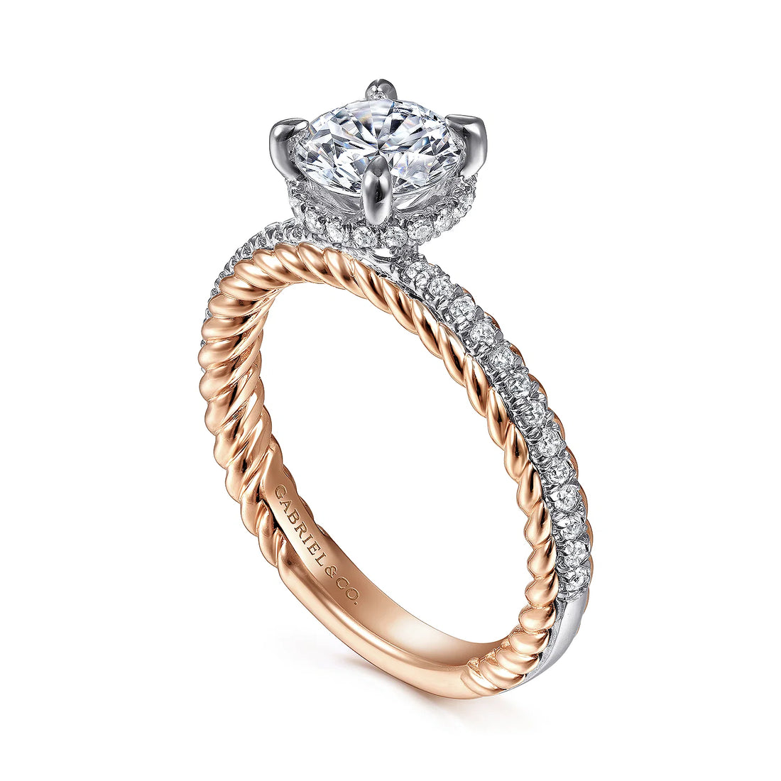 Gabriel & Co 14k White & Rose Gold Engagement Ring