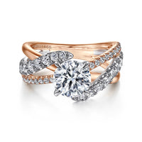 Gabriel & Co 14k White & Rose Gold Diamond Twist Engagement Ring