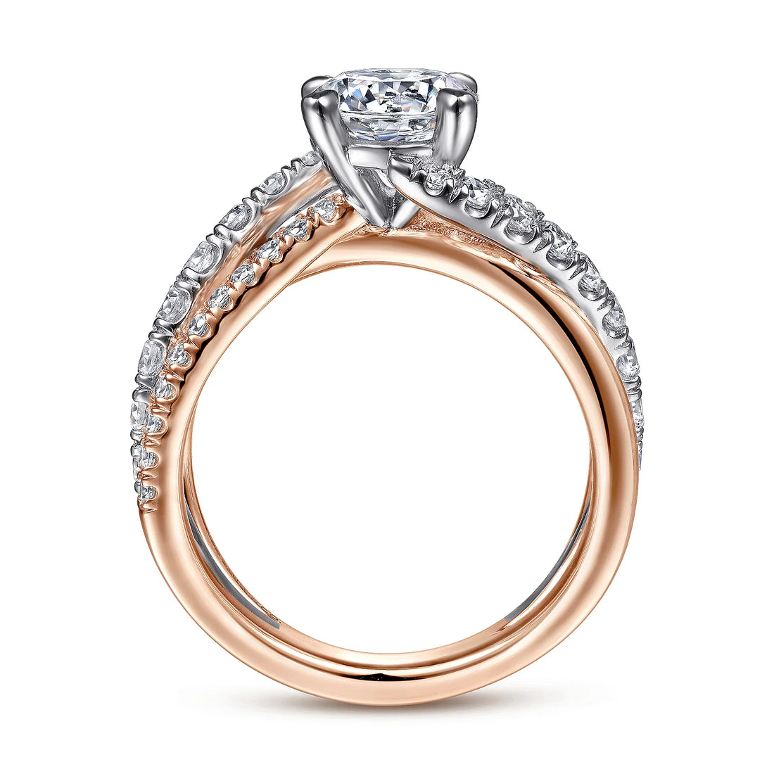 Gabriel & Co 14k White & Rose Gold Diamond Twist Engagement Ring