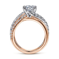 Gabriel & Co 14k White & Rose Gold Diamond Twist Engagement Ring