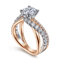 Gabriel & Co 14k White & Rose Gold Diamond Twist Engagement Ring