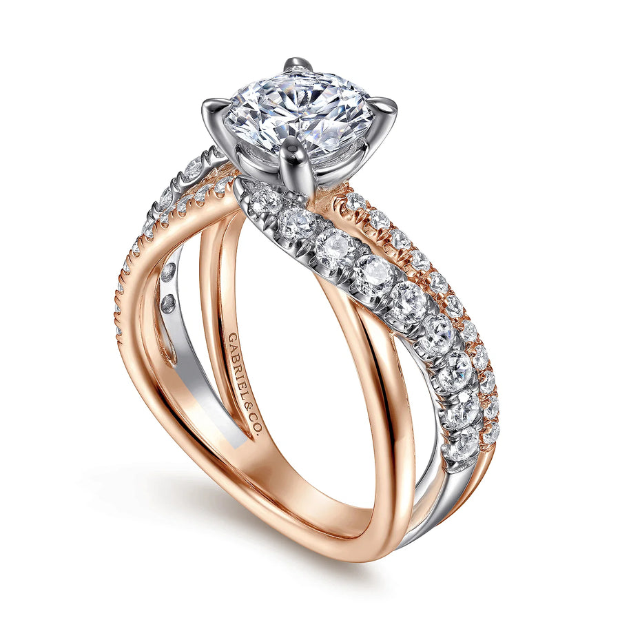 Gabriel & Co 14k White & Rose Gold Diamond Twist Engagement Ring