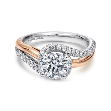 Gabriel & Co 14k White & Rose Gold Engagement Ring