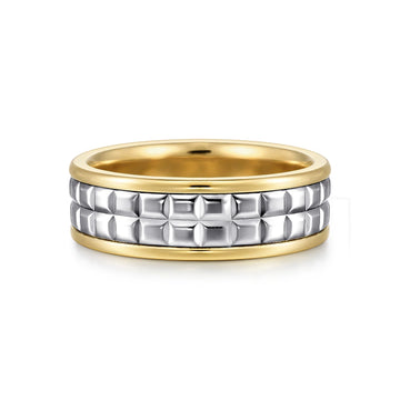 14K Gold Two Tone High Polish Wedding Band