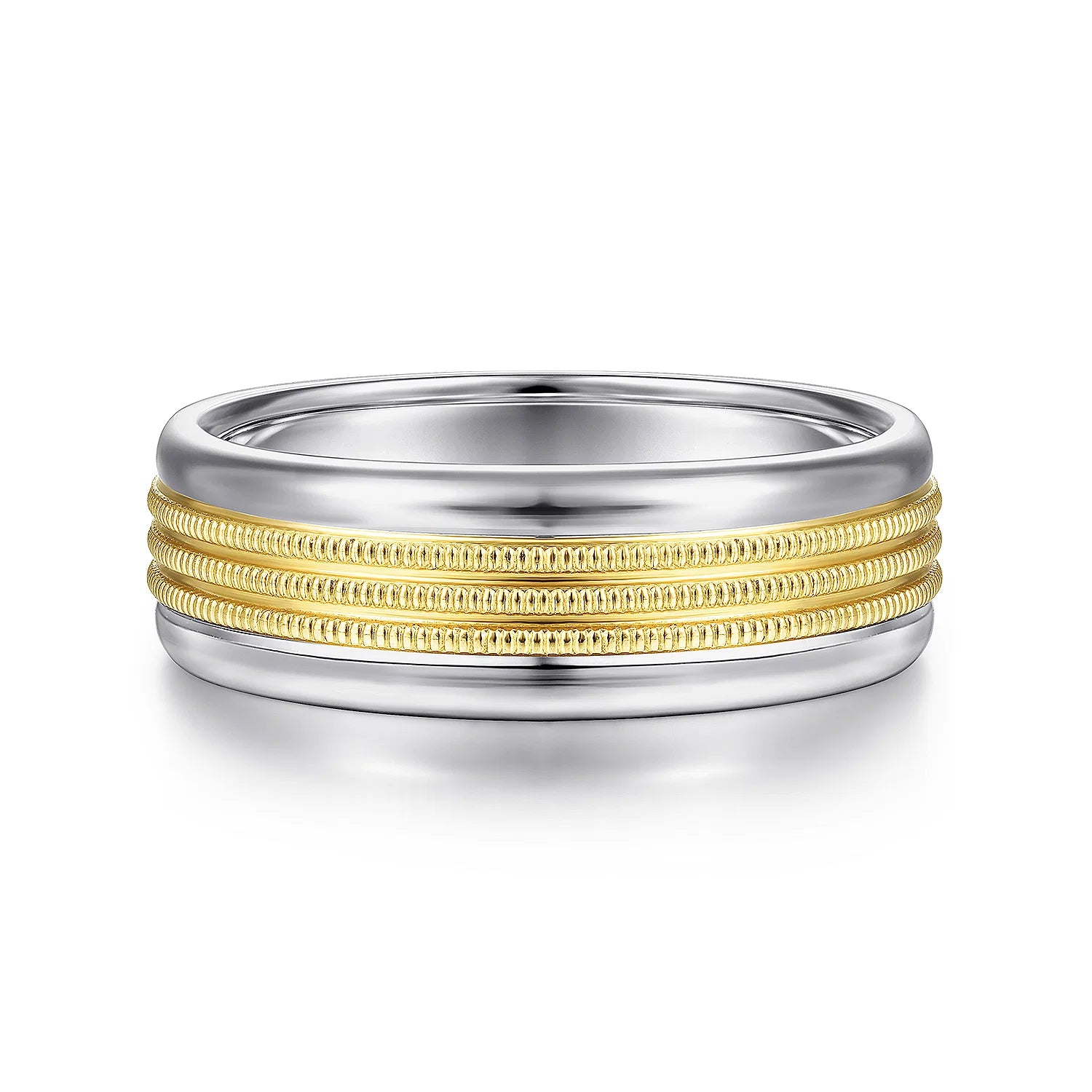 14K Gold Two Tone High Polish Wedding Band