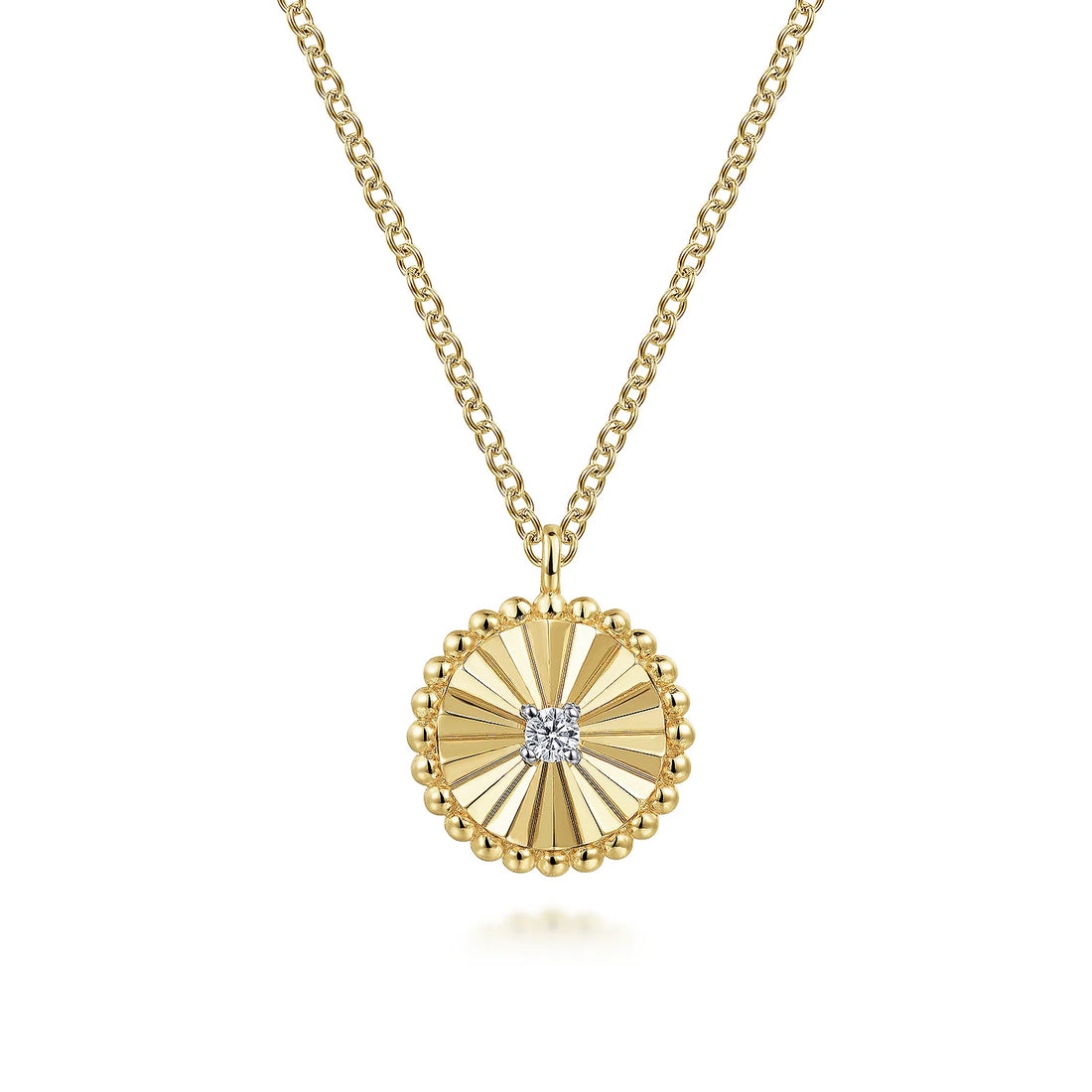 14K White-Yellow Gold Bujukan Diamond Cut Pendant Necklace