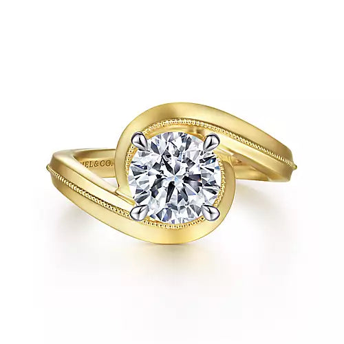 Gabriel & Co 14k White & Yellow Gold Bypass Engagement Ring