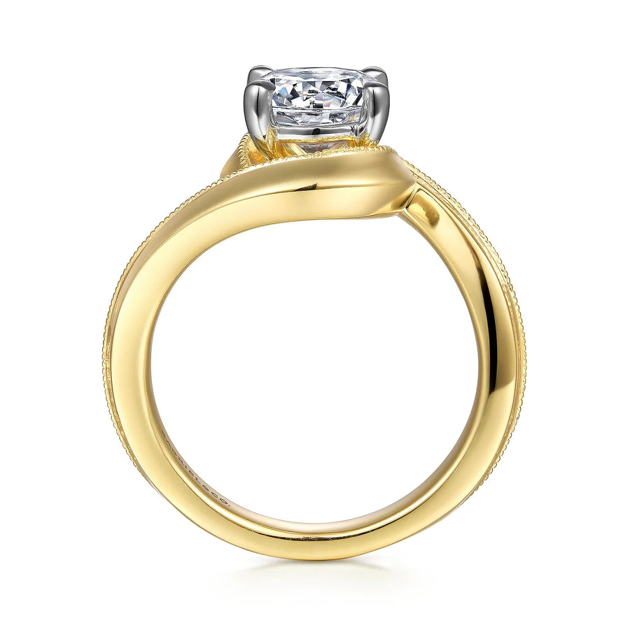 Gabriel & Co 14k White & Yellow Gold Bypass Engagement Ring