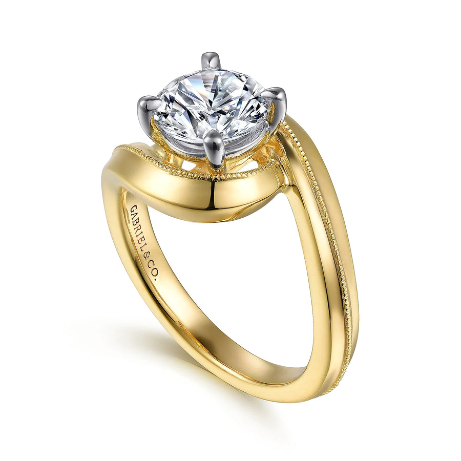 Gabriel & Co 14k White & Yellow Gold Bypass Engagement Ring