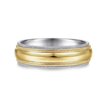 14K Gold High Polish & Milgrain Edge Wedding Band