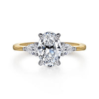 Gabriel & Co 14K White-Yellow Gold Oval Three Stone Diamond Engagement Ring