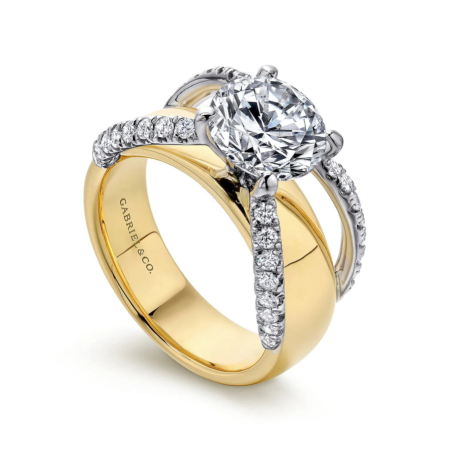 Gabriel & Co 14k White & Yellow Gold Engagement Ring