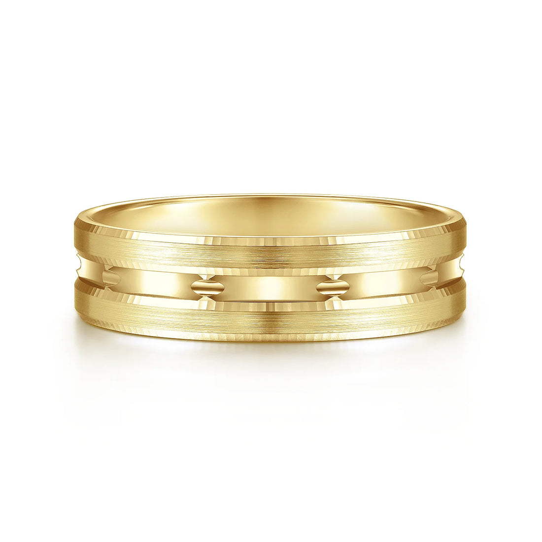 14K Gold Carved Pattern Wedding Band