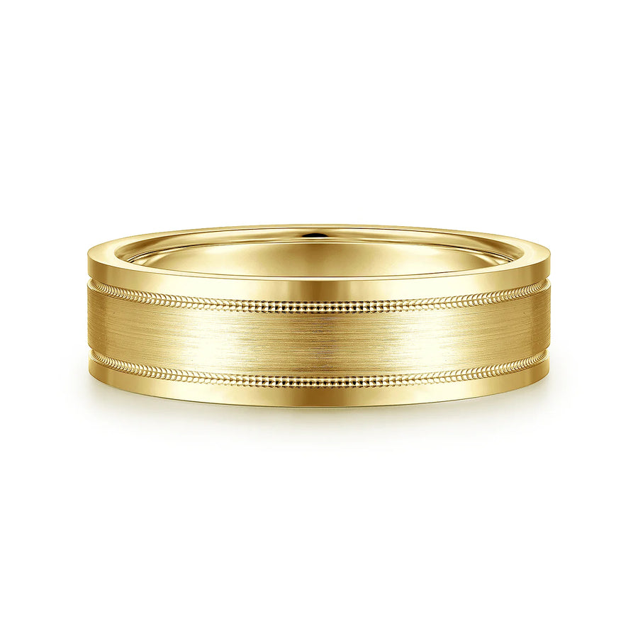 14K Gold Milgrain Wedding Band