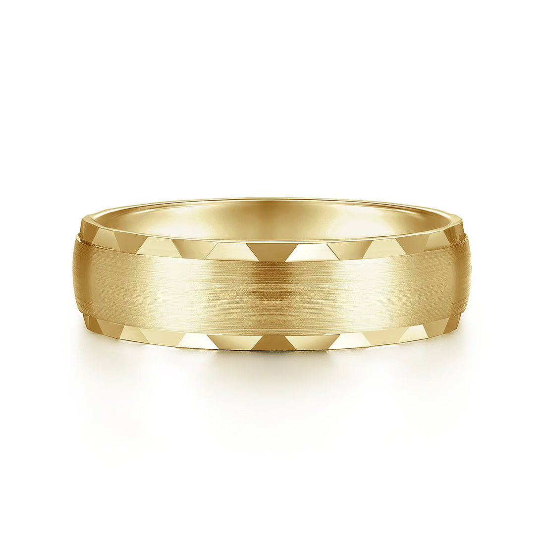 14K Gold Carved Edge Wedding Band