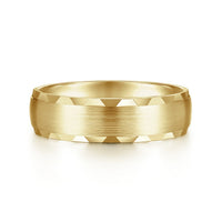 14K Gold Carved Edge Wedding Band