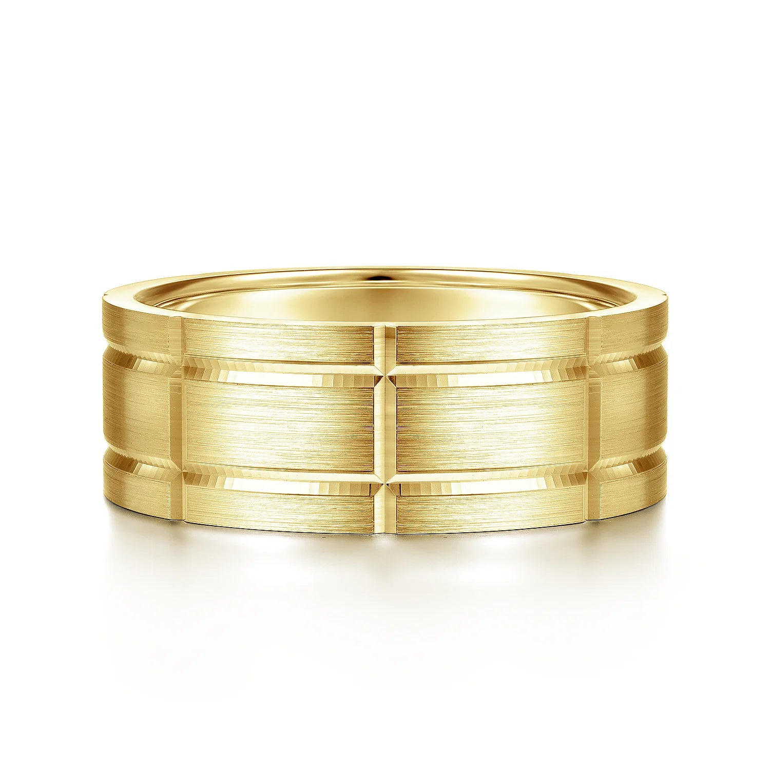 14K Gold Checkered Pattern Wedding Band
