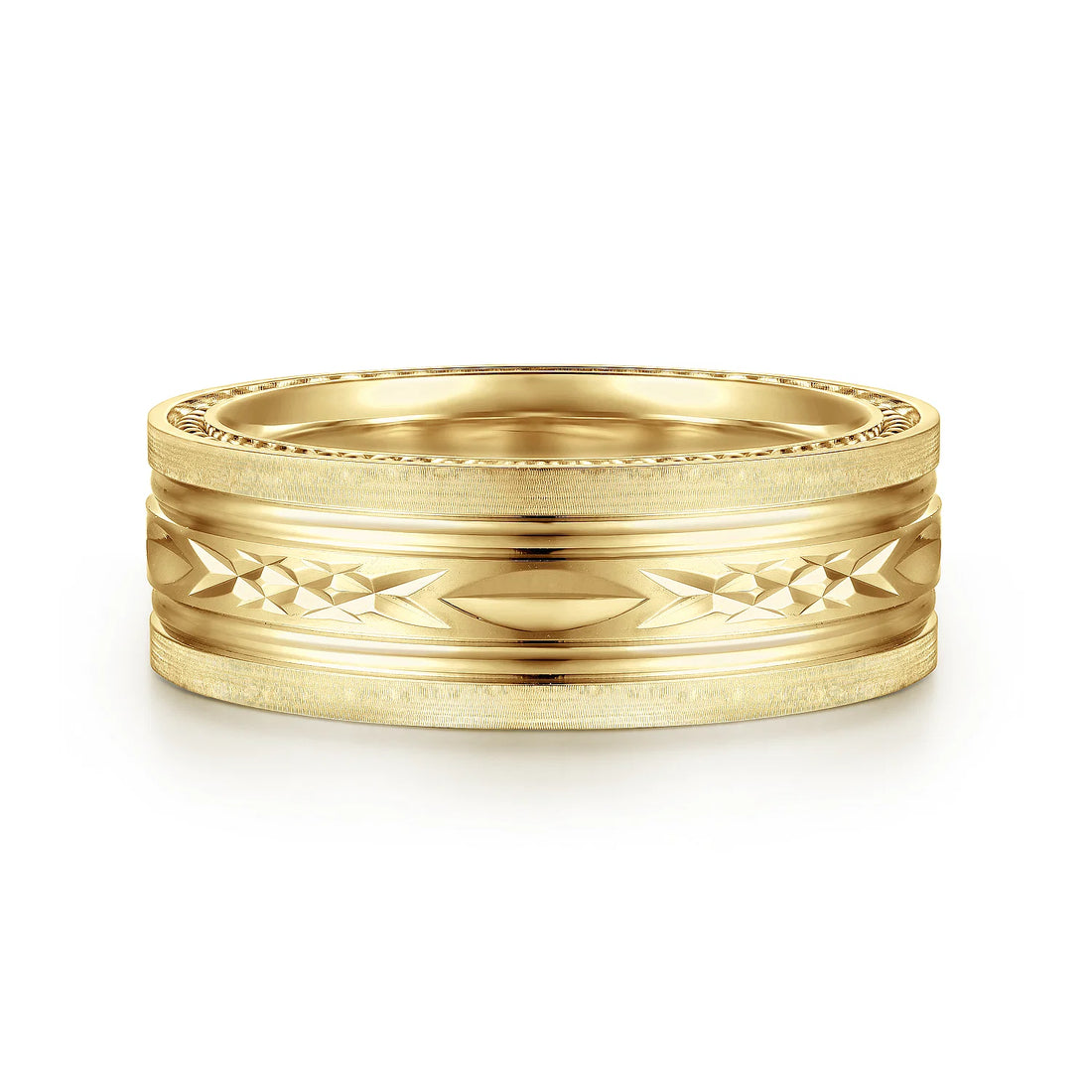 14K Gold Carved Wedding Band