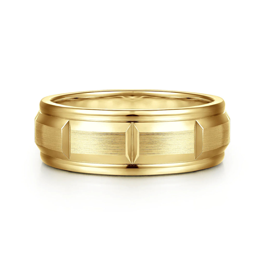 14K Gold Carved Station Wedding Band