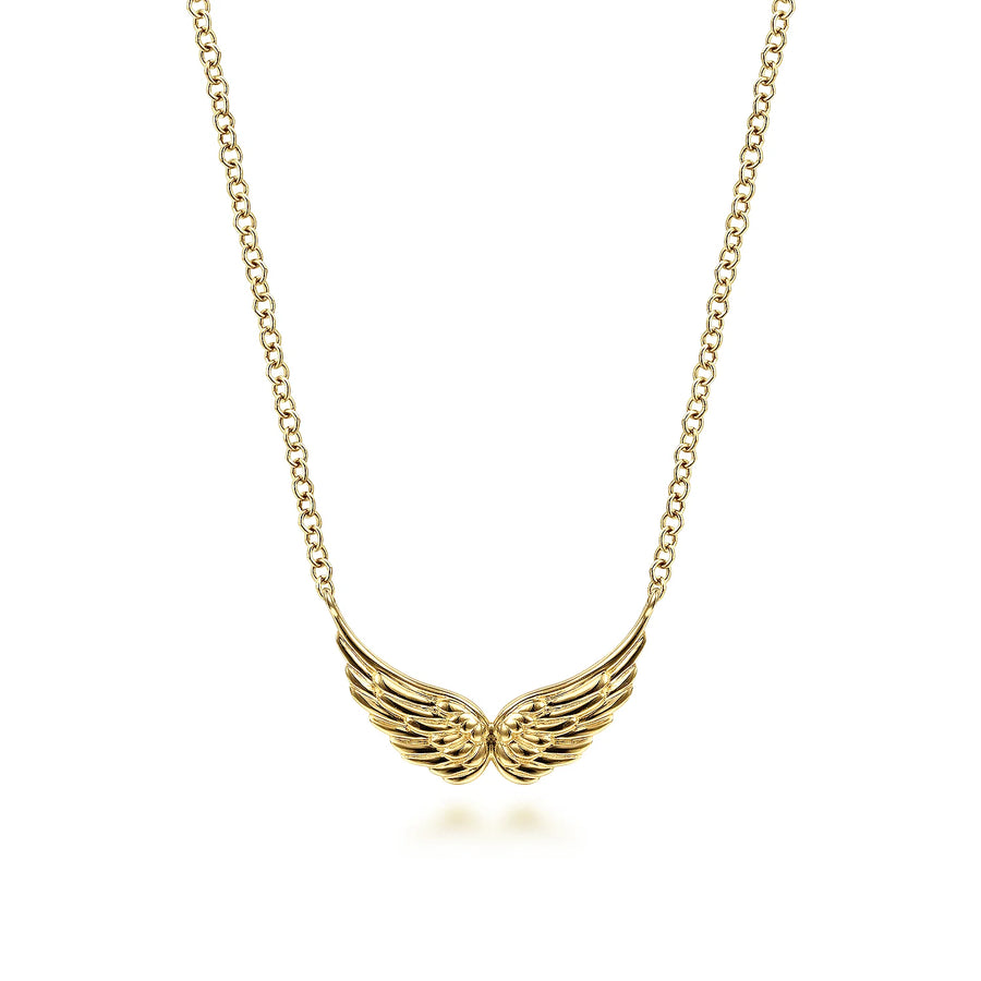 14K Yellow Gold Angel Wings Necklace