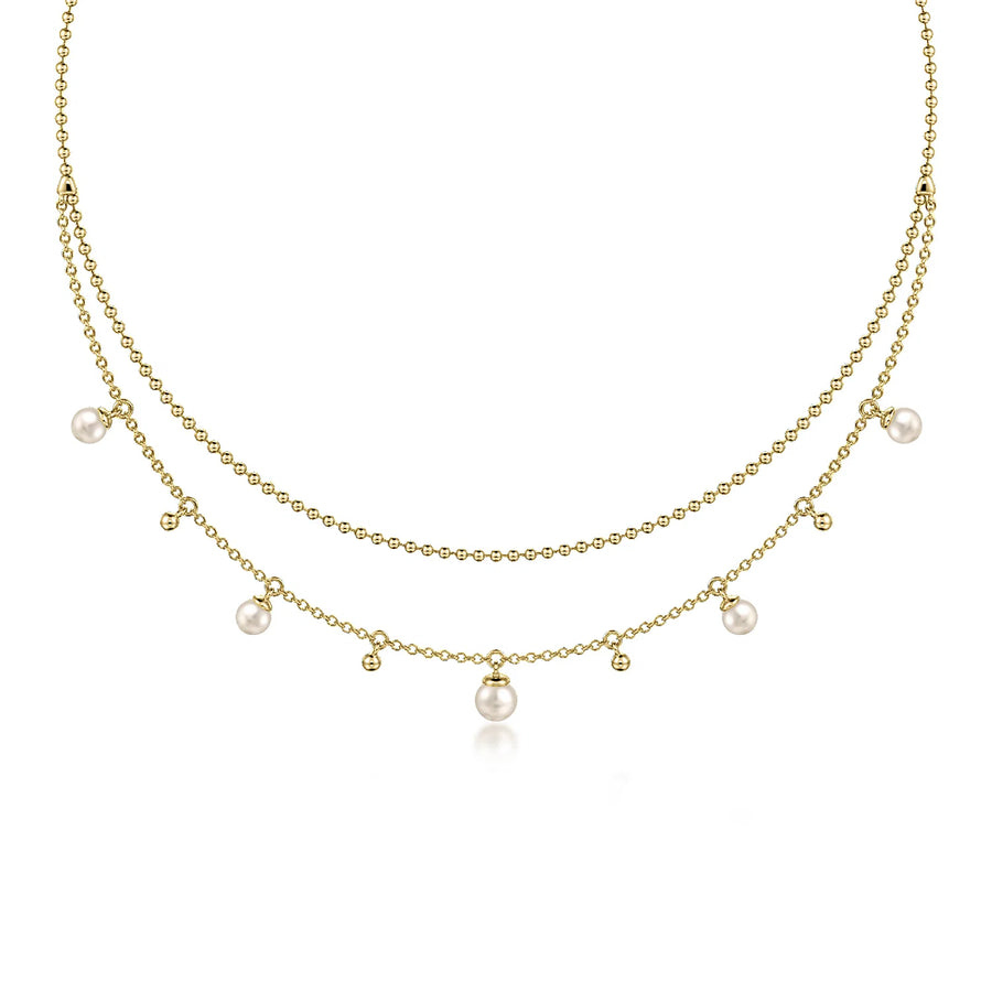 14K Yellow Gold Bujukan Pearl Layered Necklace