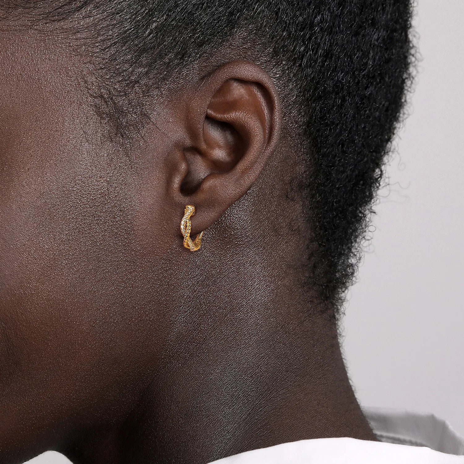 Diamond And Rope Huggie Earrings