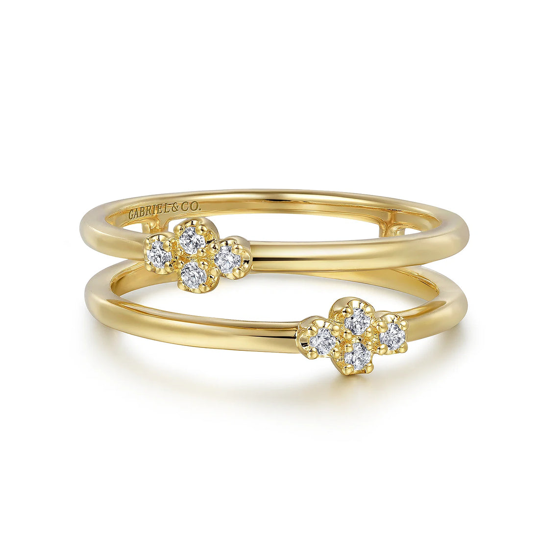 14K Yellow Gold Diamond Easy Stackable Ring