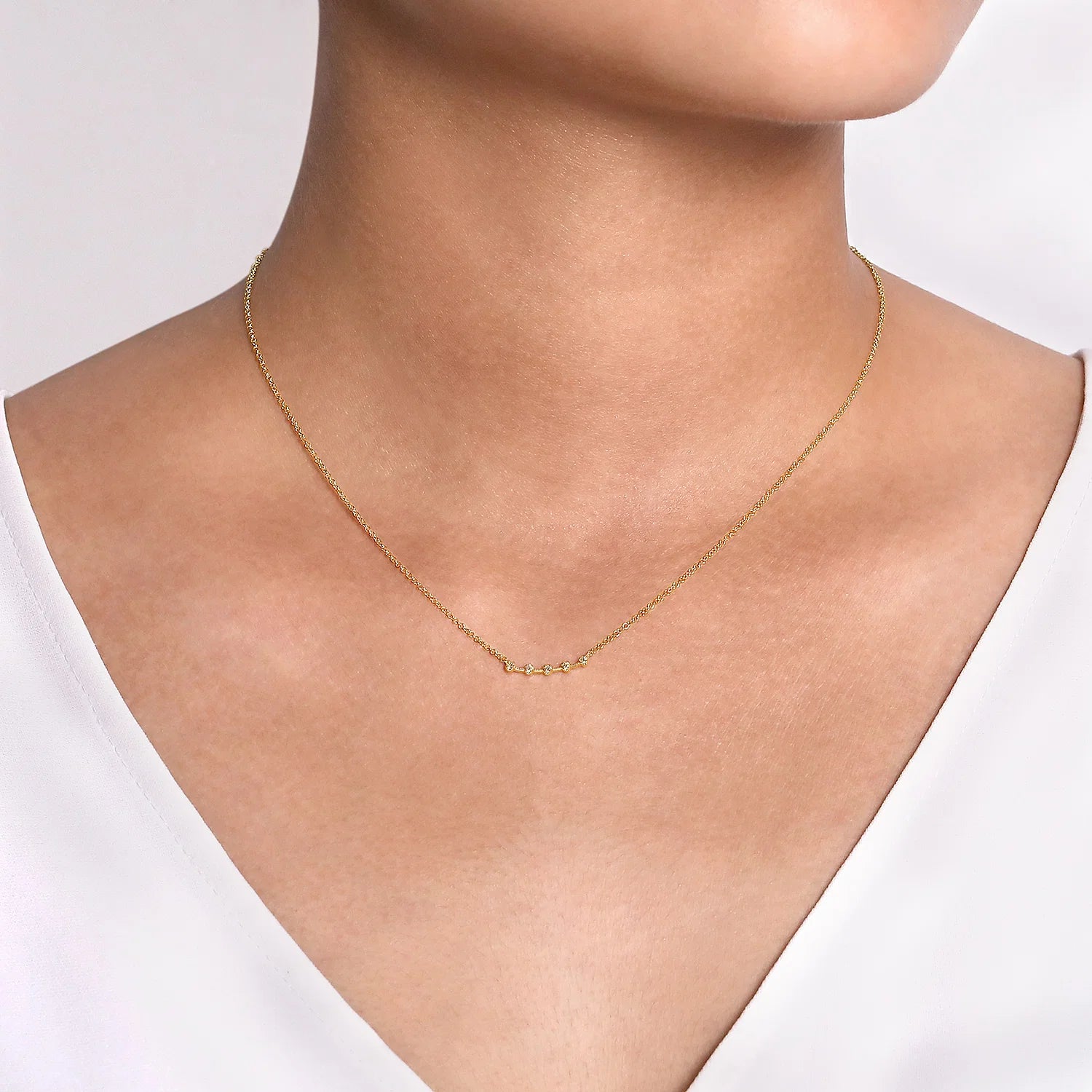 Diamond Stations Curved Bar Necklace