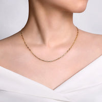 14K Yellow Gold Hollow Paper Clip Chain Necklace