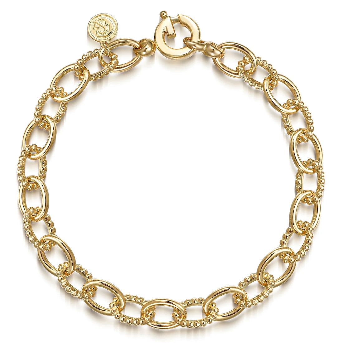 14K Yellow Gold Hollow Tube Bujukan Link Bracelet