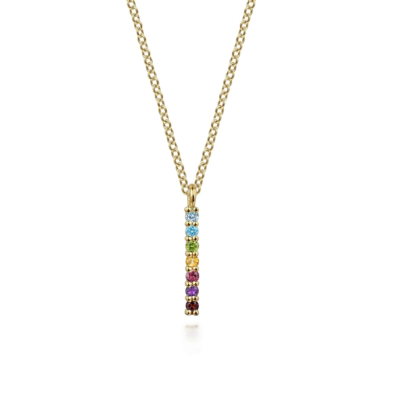 Rainbow Color Stone Bar Necklace
