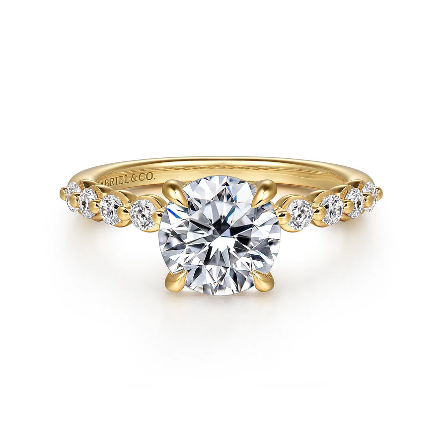 Gabriel & Co 14K Yellow Gold Round Diamond Engagement Ring