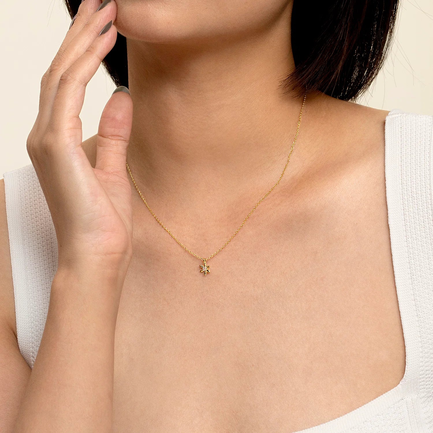 White Sapphire Floral Pendant Necklace