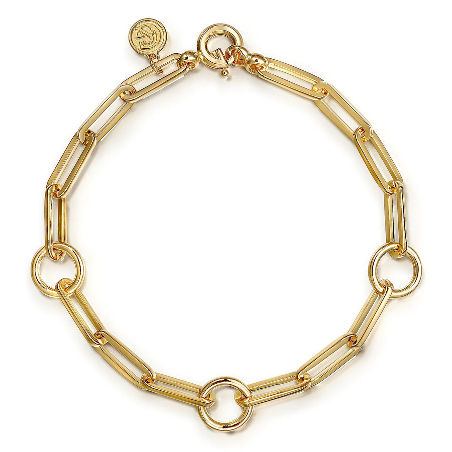 14K Yellow Plain Gold Link Chain Bracelet