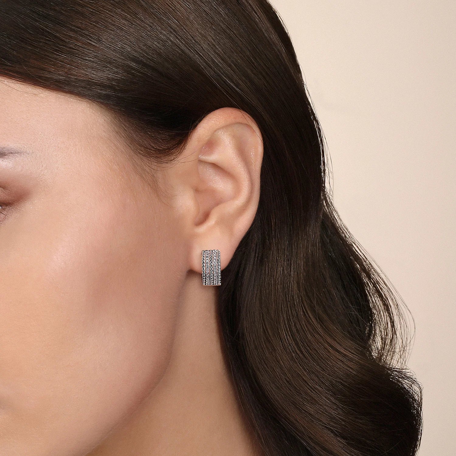 White Sapphire Hampton Huggie Earrings