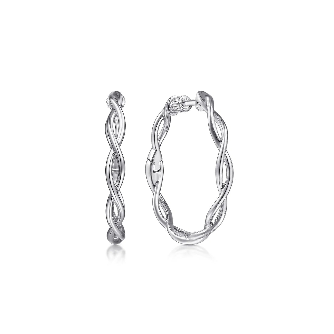 Silver Twisted Round Classic Hoop Earrings