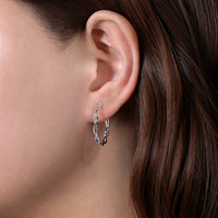 Silver Twisted Round Classic Hoop Earrings